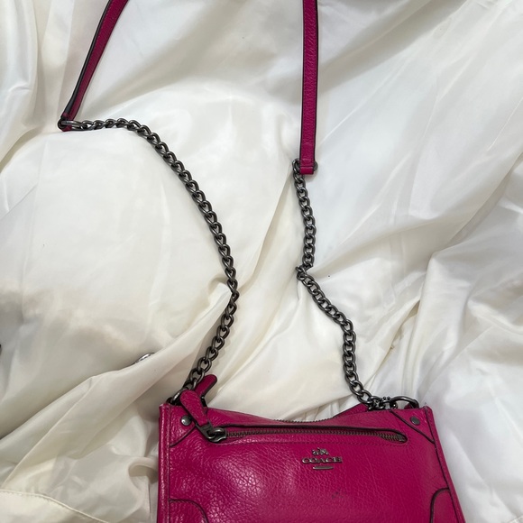 Coach Fuchsia Leather Wristlet - Picture 1 of 9